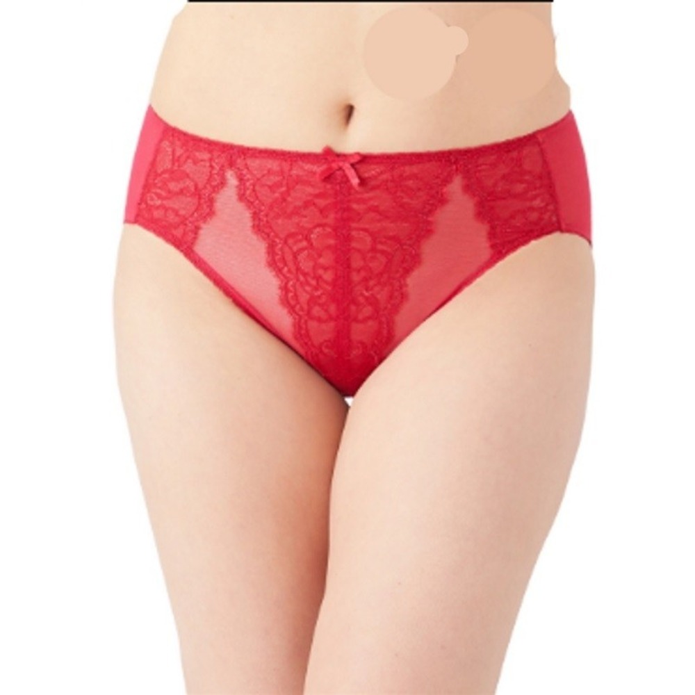 NWT Wacoal Retro Chic Brief Panty XL 841186 REd Chantilly Lace #106581
